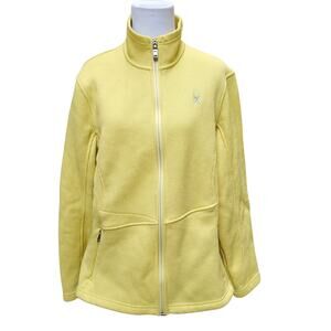 Spyder Yellow Full Zip Core Jacket Zippered Pockets High Neck Sz XL